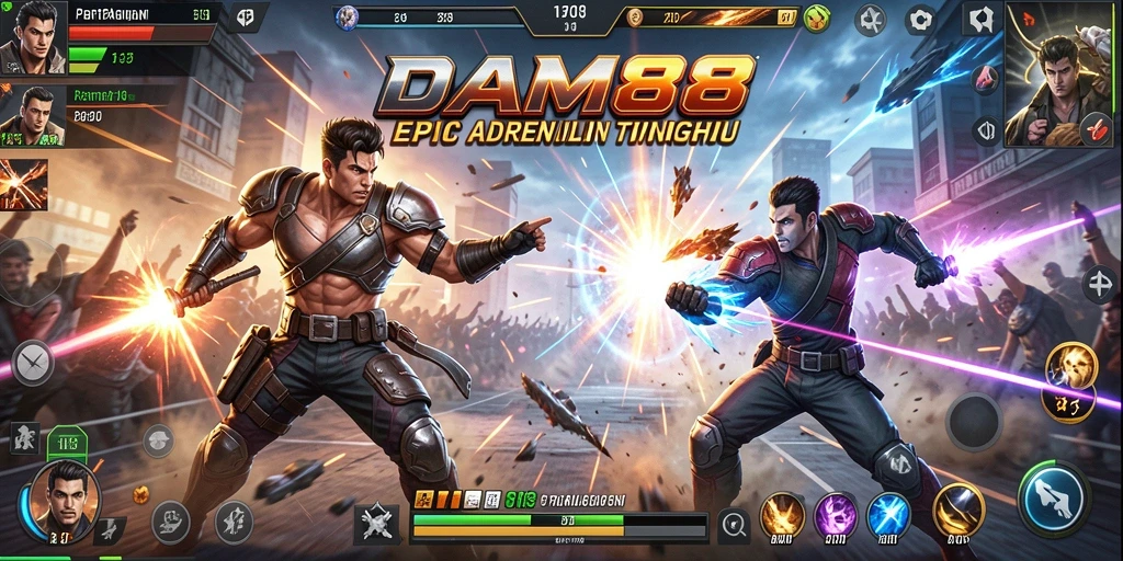Tampilan gameplay menegangkan dengan pertarungan seru di DAM88.