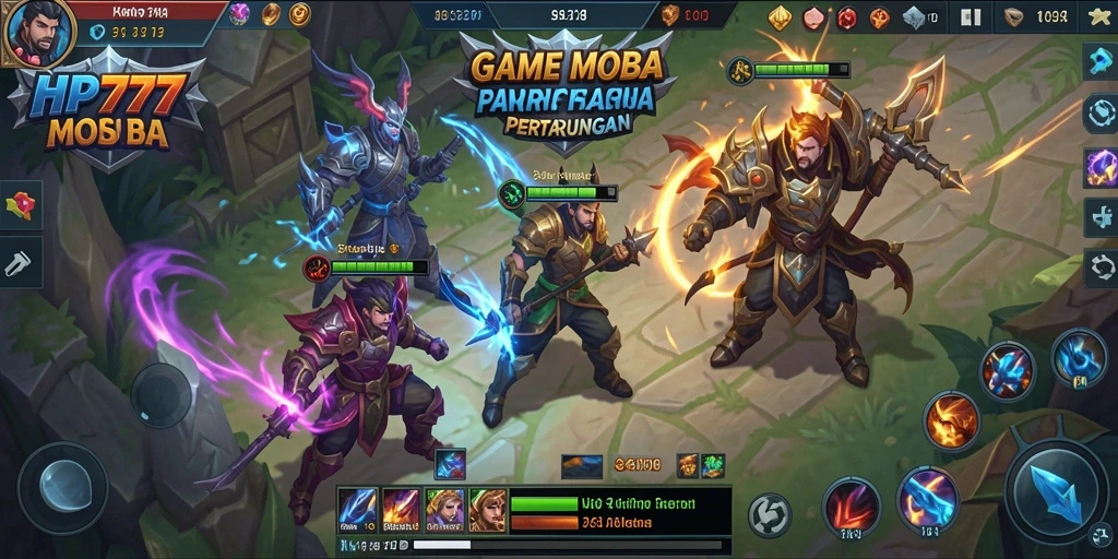Tampilan gameplay seru di HP777 dengan karakter bertarung.