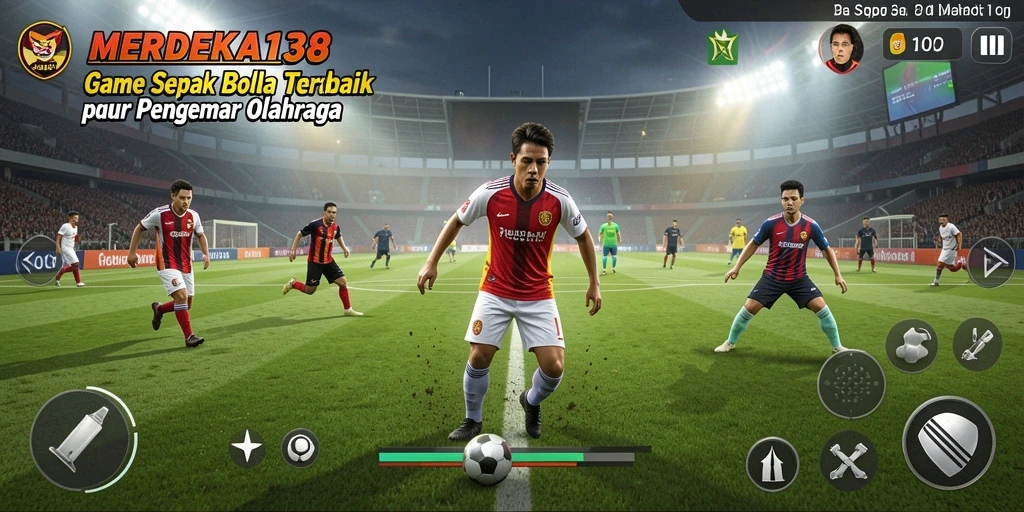 Tampilan gameplay menarik dari MERDEKA138 saat pertandingan sepak bola.
