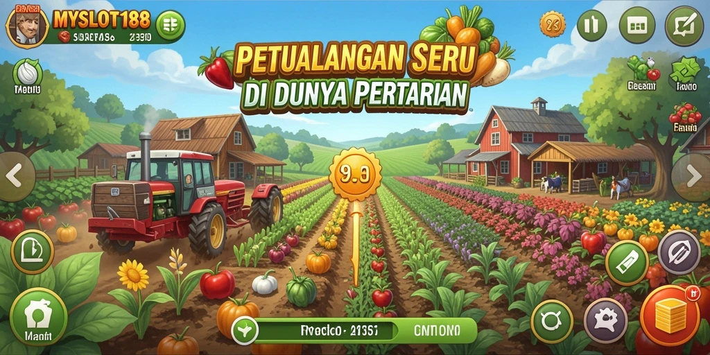 Screenshot menggambarkan aktivitas seru di pertanian MYSLOT188.
