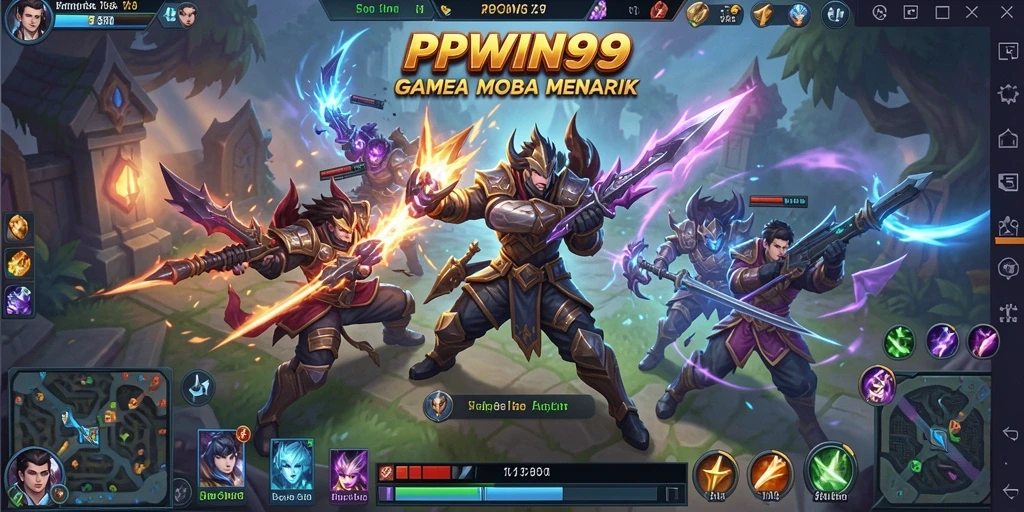 Tampilan screenshot game PPWIN99 dengan aksi MOBA yang spektakuler.
