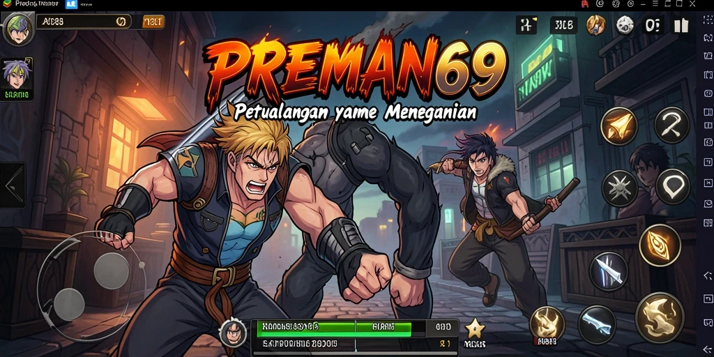 Screenshot gameplay PREMAN69 yang menampilkan pertarungan seru karakter Anime.