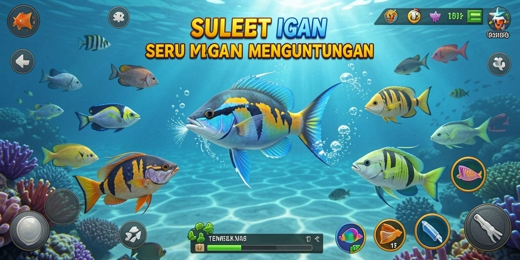 Gameplay menembak ikan yang seru dan mengasyikkan.