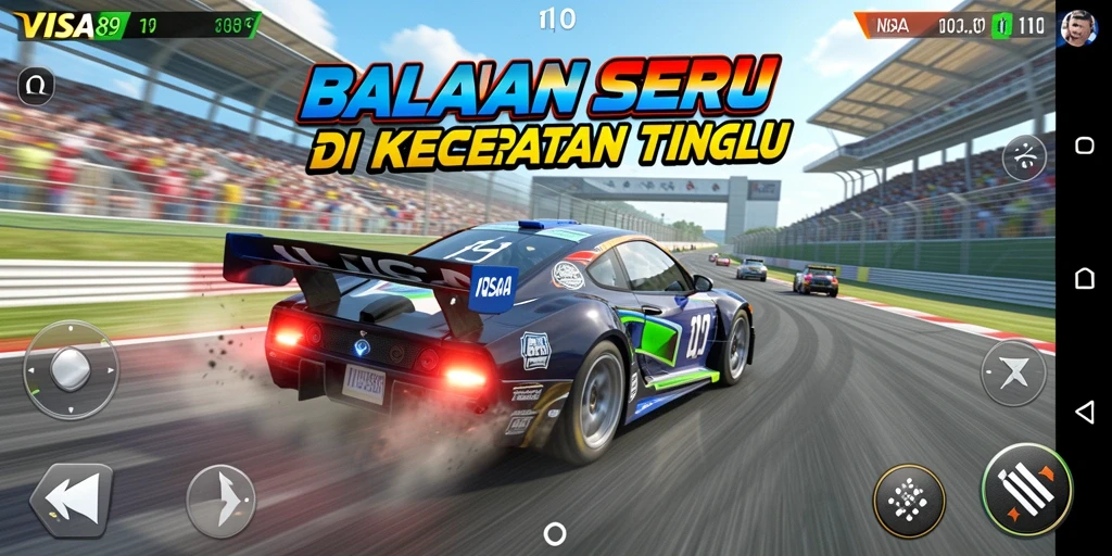 Gameplay menegangkan balapan di <strong>VISA89</strong> saat kecepatan maksimal.
