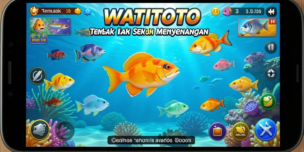 Screenshot gameplay WATITOTO menampilkan aksi seru menembak ikan.
