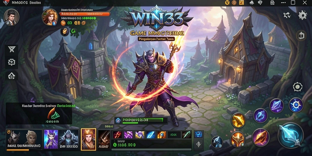 Tangkapan layar gameplay WIN33 yang menampilkan pertarungan epik di dunia MMORPG.