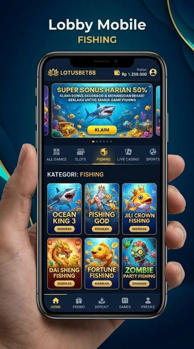 Tampilan dashboard aplikasi lotusbet88 yang modern.